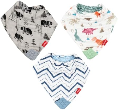Nuby Baby Bibs - 3 Pc Muslin Bibs - Reversible 100% Natural Cotton Teething by NubyUSA