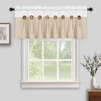 FRAMICS Farmhouse Valance Curtains, Boho Cotton Linen Kitchen Valance, Rustic - Image 2