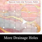 Shower Mat Non Slip 26.8 x 15.1 Inches, Rose Gold Marble Bathtub Mat Shower - Image 2