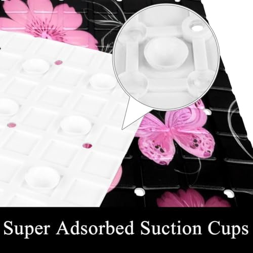 Shower Mat Non Slip, Floral Butterfly Anti Slip Bath Mat - Image 3