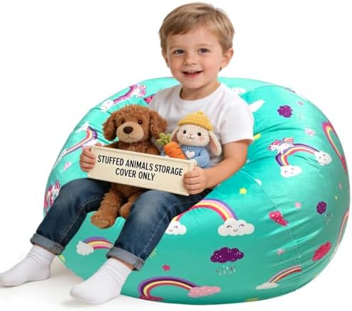 Lukeight Stuffed Animals Storage Bean Bag Chair Cover by Lukeight
