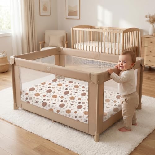 Pack N Play Sheets Fitted, Mini Crib Sheets, Breathable Soft Unisex Playard - Image 2