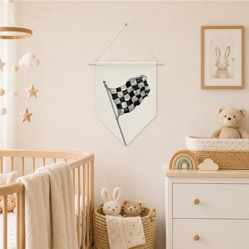 KYTWSFWS Vintage Race Car Boy Nursery Wall Art Pennant Flag, Boys Room Wall - Image 3