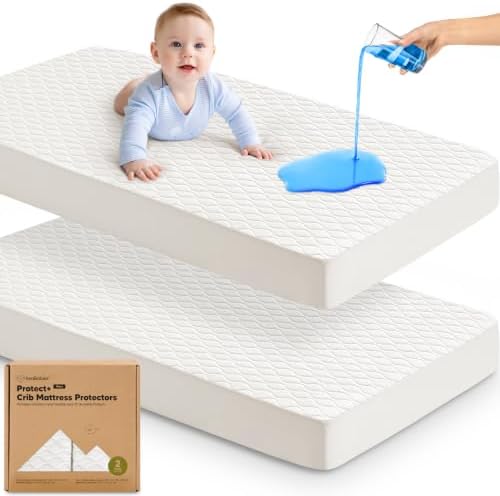 2pk Waterproof Crib Mattress Protector Cover Fitted 52x28 by KeaBabies