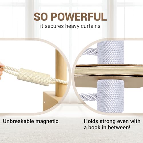 Hion Magnetic Curtain Tiebacks Beige 4pcs, Curtain Holdbacks Hooks Holders - Image 5