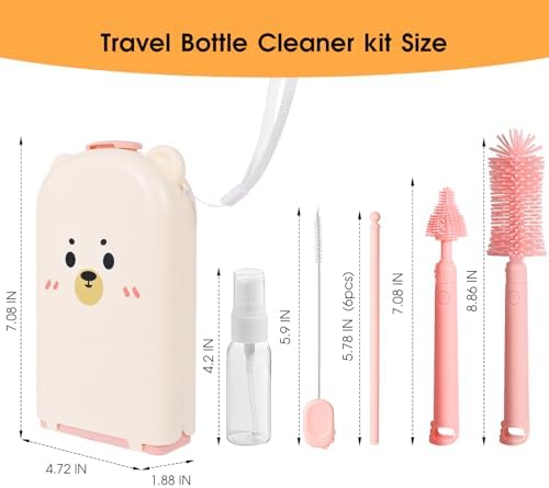 Travel Bottle Washing Kit with Storage Case, 7-in-1 Baby Travel Bottle Cleaner - Image 2