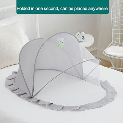 Easy Foldable Baby Mosquito Net Sheer Mesh Ruffled Edge Canopy - Image 4
