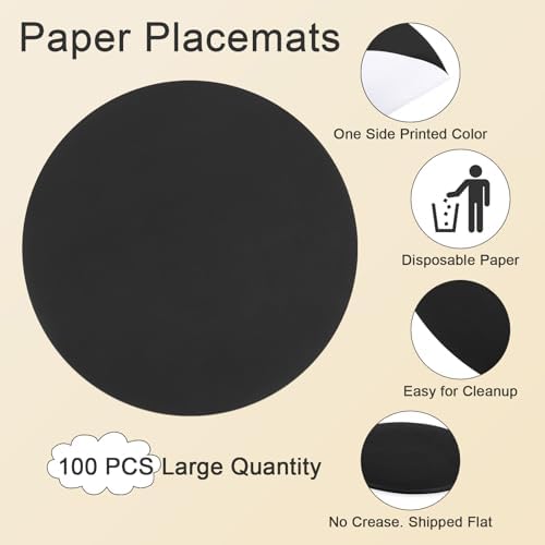 SHACOS 100 PCS Round Paper Placemats 13 inch Disposable Paper Place Mats - Image 2