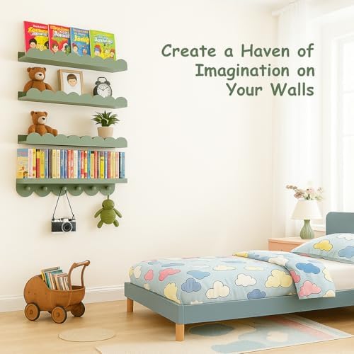 OurWarm Floating Book Shelves for Wall, 16 Inch Nursery Book Shelves Wall - Image 6