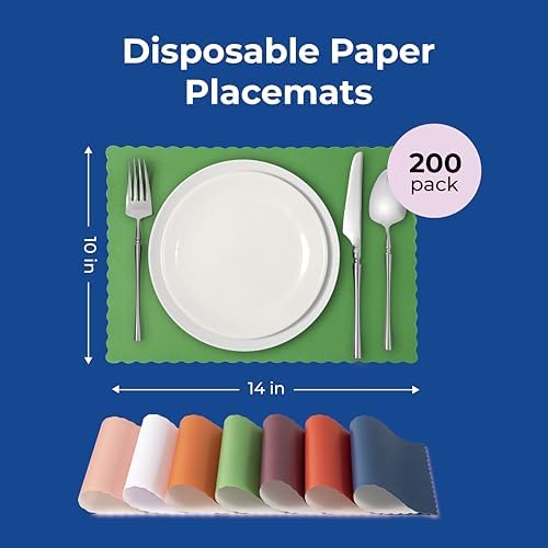 Fit Meal Prep 200 Pack Disposable Paper Placemats, 14 x 10 Inch Green - Image 2