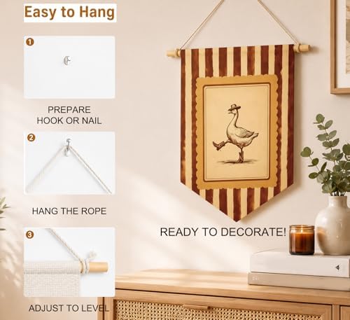 KDHTY Vintage Western Cowboy Goose Nursery Canvas Hanging Pennant Flag Banner - Image 6