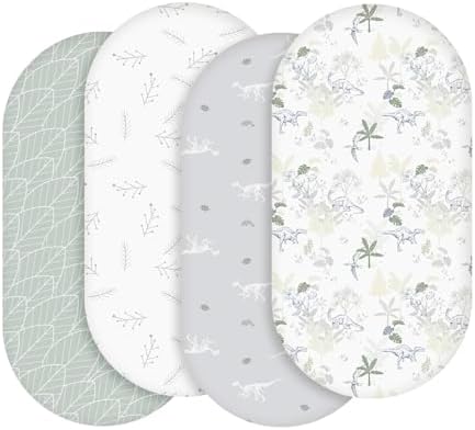 Baby Bassinet Sheets 4 Pack, Fits Rectangle Round Oval Hourglass Mattress by SoarwgKids