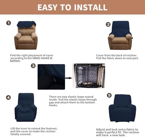 Easy-Going 100% Waterproof Recliner Chair Cover，1-Piece Recliner Slipcover - Image 5