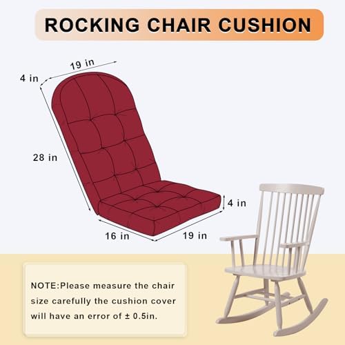 Rocking Chair Cushion, High Back, Deep Red - Image 5