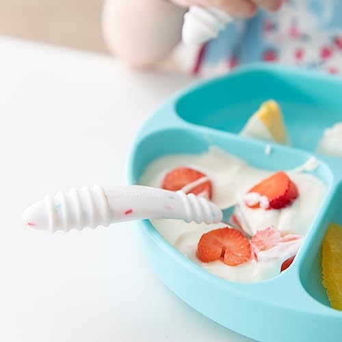 Bumkins Toddler Utensils, Kids Size Fork and Spoon Set, Silicone and - Image 4