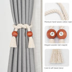 NICEEC 2 Pack Wooden Ball Magnetic Curtain Tiebacks Boho Home Decor Drape Tie - Image 3