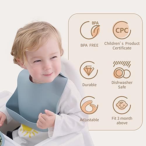 Moonkie Silicone Baby Bibs Set of 2, BPA Free Waterproof Baby Bibs - Image 2