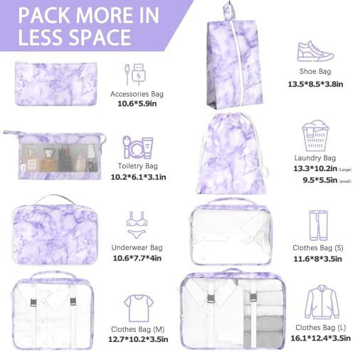 8 Set Packing Cubes for Travel, Luggage Packing Organizers Accessories Large - Image 2