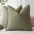 Foindtower Linen Decorative Throw Pillow Covers 16x16 Olive Branch Green by Foindtower