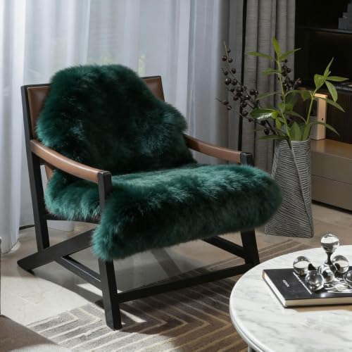 Genuine Real NZ Sheepskin Area Rug Fluffy Lambskin Fur Dark Green 2x 3.2ft - Image 2