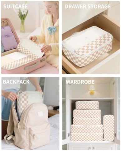 Narwey 7 Set Checkered Packing Cubes - Image 5