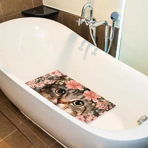 Shower Mat Non Slip, Floral Cat Anti Slip Bath Mat - Image 5