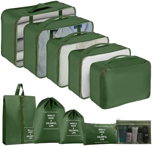 Packing Cubes for Travel 10 Set Luggage Organizer Bags by YEEYAA