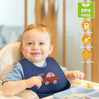 2 Pack Silicone Baby Bibs Adjustable Fit Waterproof Bib - Image 7