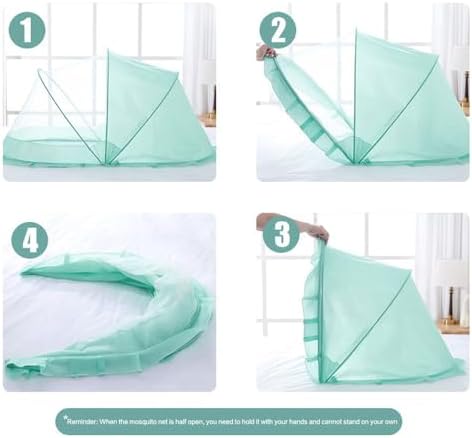 Easy Foldable Baby Mosquito Net Sheer Mesh Ruffled Edge Canopy - Image 6