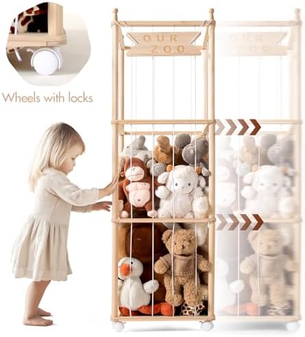 Mloong Stuffed Animal Storage, 54in Wood Zoo Cage, Large Plush Toy Organizer - Image 2