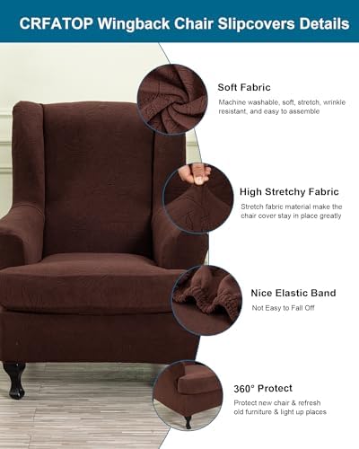 CRFATOP Wingback Chair Covers Wing Armchair Slipcovers - Image 3