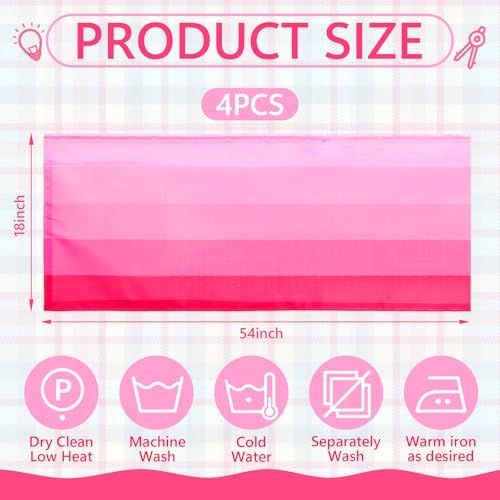 Mindsoft 4 Pcs Gradient Pink Stripe Classroom Curtains 54" X 18" - Image 3