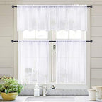 MIULEE Solid White Kitchen Sheer Valance Linen Look Window Curtain, Living Room - Image 6