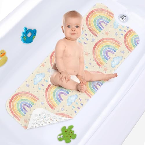 Bathtub Shower Mat 40X16 Inch, for Toddler, Rainbow Boho - Image 5