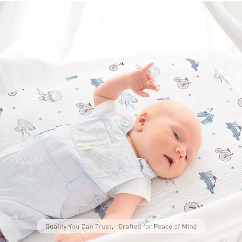 Muslin Bassinet Sheets 2 Pack, Universal Cotton Fitted Baby Mattress Sheet - Image 6