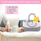ABenkle Diaper Caddy Organizer, Boho Rustic Cotton Rope Nursery Baby Basket - Image 2