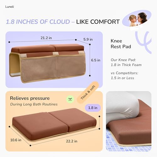 Baby Bath Kneeler and Elbow Rest Pad Set, Mocha Mousse, 1.8 Inch Memory Foam - Image 2