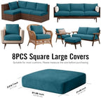 8Pcs Outdoor Cushion Covers, Stretch Patio Furniture Couch Chair Slipcovers - Image 2