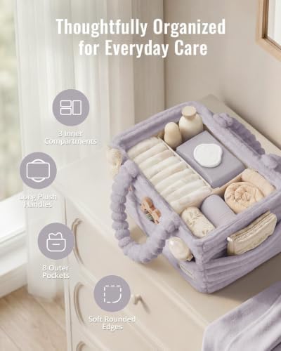 Blissful Diary Flannel Diaper Caddy Organizer & Gift Packaging, Light Purple - Image 4