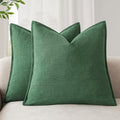 Foindtower Linen Solid Decorative Throw Pillow Covers 22x22 Inch Pine Green by Foindtower