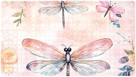 Shower Mat Non Slip, Dragonflies Florals Anti Slip Bath Mat by Anna+Cowper