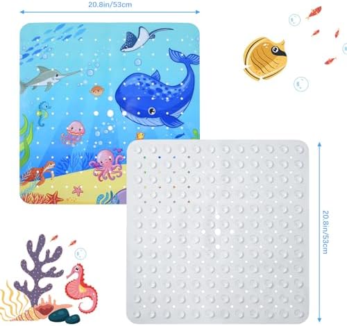 OTraki 21x21 Inch Ocean Pattern Square Baby Bath Mat - Image 4