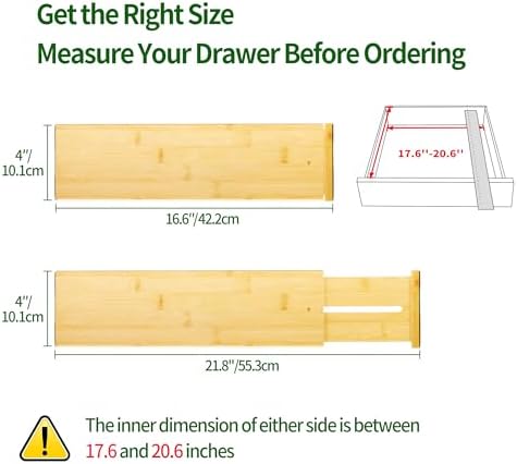 VaeFae 3 Pack Bamboo Drawer Dividers, Expandable Separators - Image 3