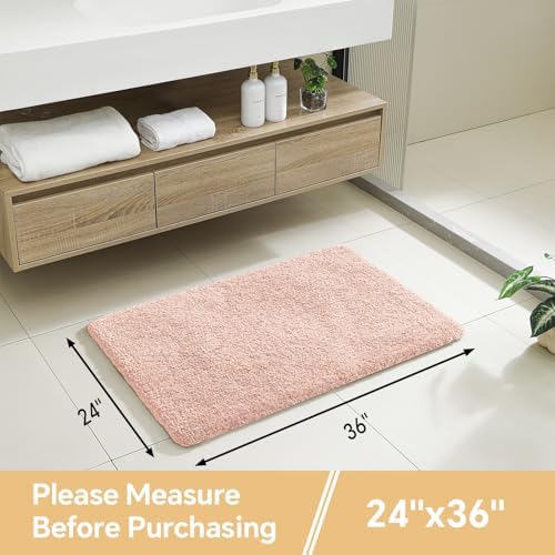 Polyester Bathroom Rug 24"x36" Dusty Pink, Non-Slip Soft Bath Mat - Image 2