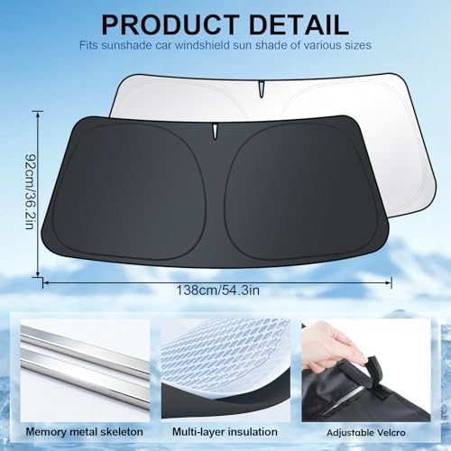 JUSTTOP Tesla Model 3/Y Windshield Sun Shade | Custom Fit & Foldable Sun Visor - Image 4
