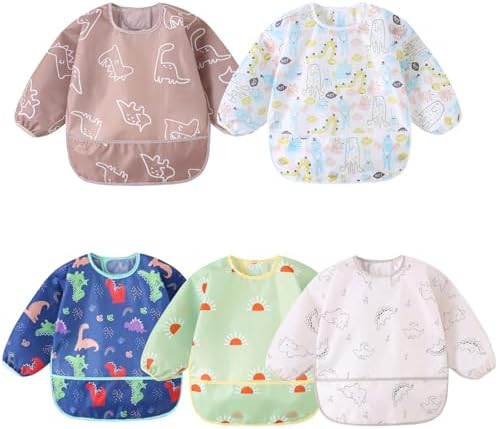 Long Sleeved Bibs, Baby Feeding Smock 6-30 Months by Hafftnun