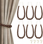 Hion 6 Pcs Boho Curtain Tiebacks, Wood Beads Curtain Holdbacks, Outdoor by Hion