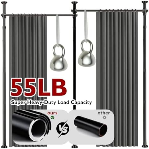 Room Divider Curtain Set-No Drilling Curtain Rod Set, Curtains - Image 6