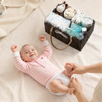 HBlife Baby Diaper Caddy Organizer, Portable Scalloped Plastic Wicker Woven - Image 6