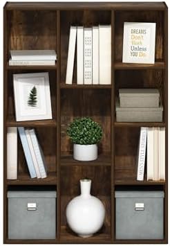 Furinno LUDER Book Shelf, 11-Cube Bookshelf, Reversible Bookcase, 9.4 x 29.1 x - Image 5